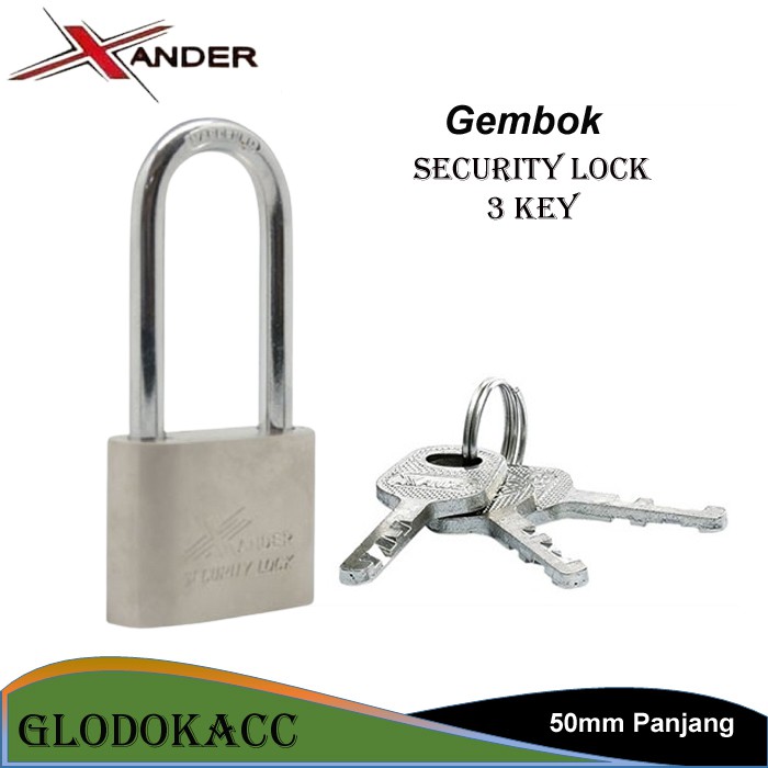 Gembok 50mm Panjang / Xander Security Lock 3 Key