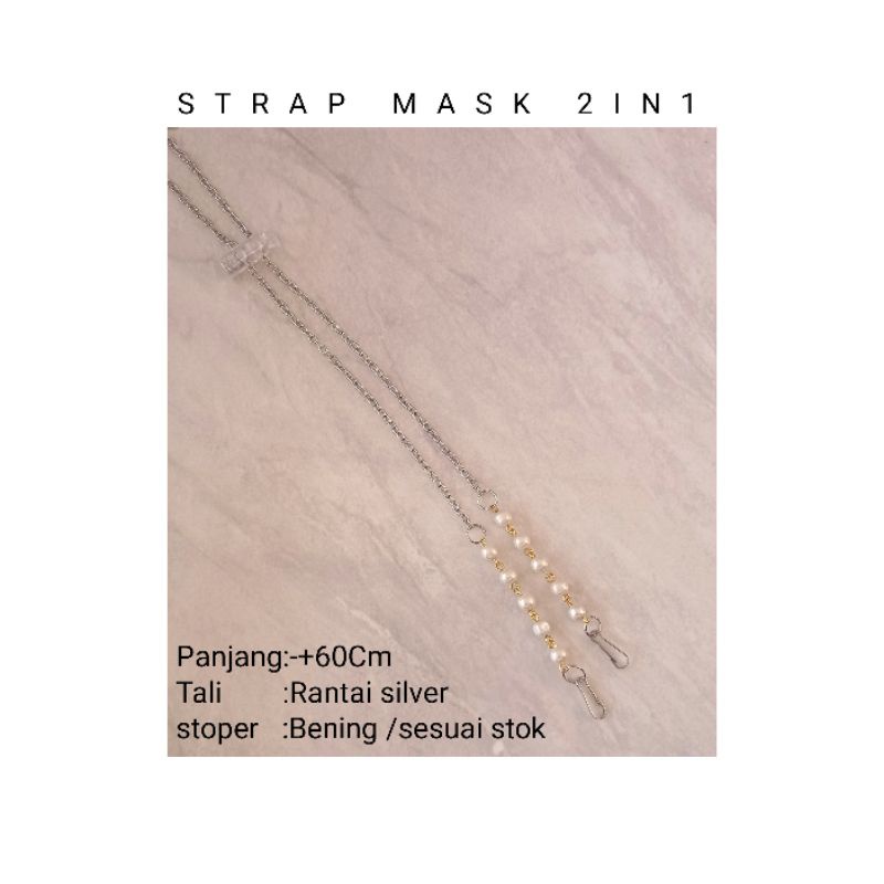 Kalung Masker Rantai Hijab Pria Anak Mutiara Korea Tali Masker Strep Masker 2 in 1 Lucu
