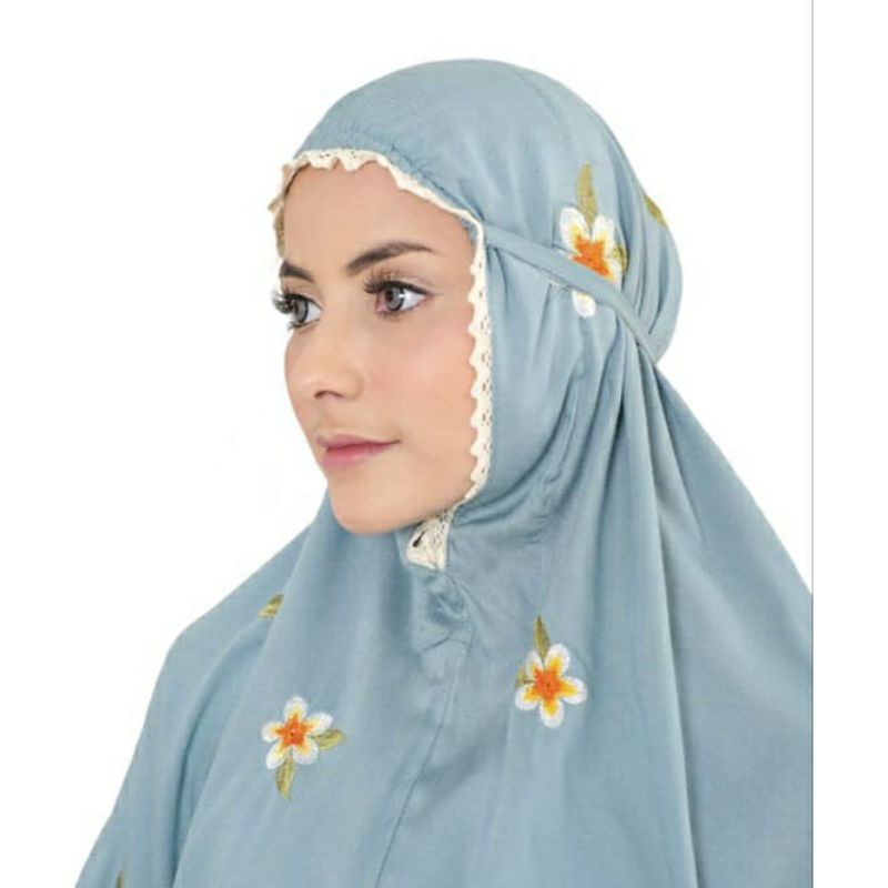 mukena dewasa katun rayon bordir premium + renda mewah series aisyah