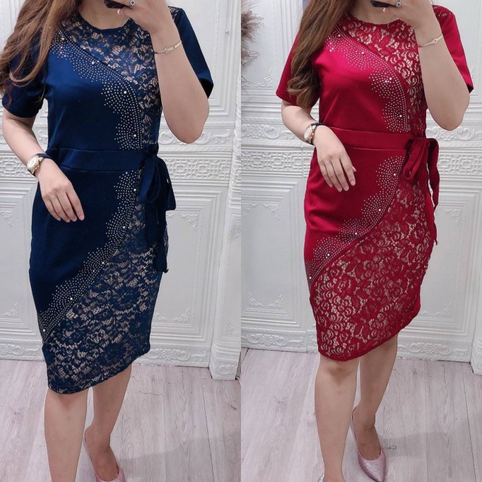 Trendy Dress Korea Terbaru Original Produk Dress Scuba Brukat mote imp real.pic ld98-100 001