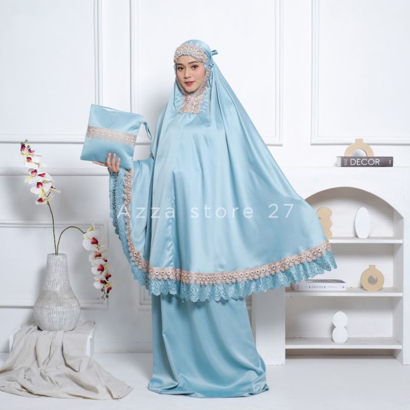 Mukena Sutra Silk Premium Rempel Lasercut Renda Mewah Jumbo