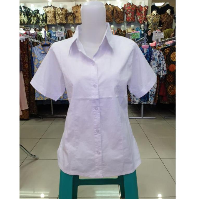 Ready Stock.. Kemeja Katun Putih Hitam Tangan Panjang Tangan Pendek Polos Office Kantor Kerja Cewek