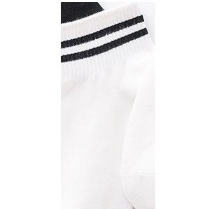 ⭐Bobastore⭐ R140 Kaos Kaki Korea Style Casual Sport Motif Garis Bahan Katun Medium Sock-2GARIS PUTIH HITAM