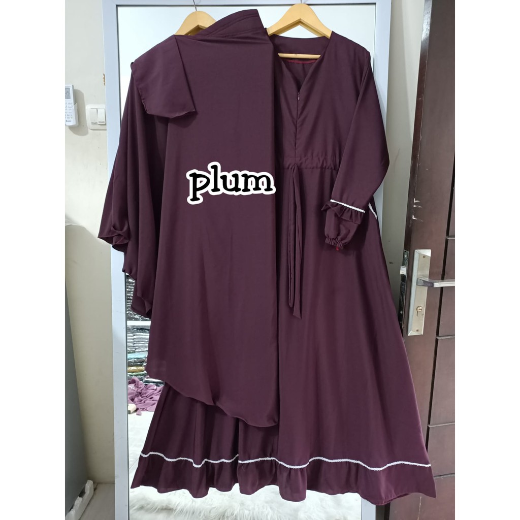 (COD) TERLARIS..!! GAMIS SET SYARI NABILAH/GAMIS WOLFIS SYARI SET HIJAB DAN CADAR-Plum