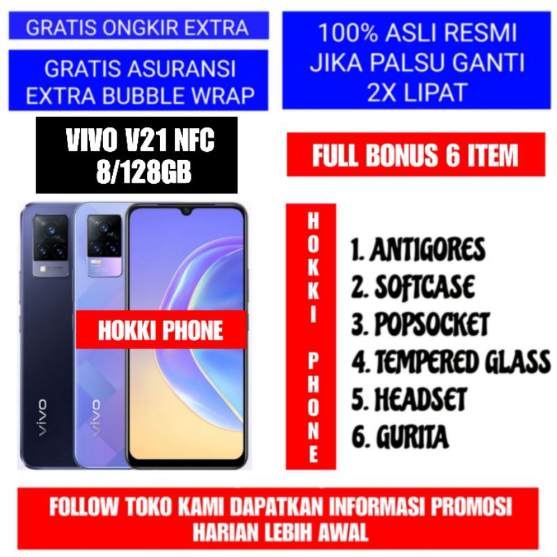 VIVO V21 NFC RAM 8GB ROM 128GB GARANSI RESMI VIVO 2 TAHUN