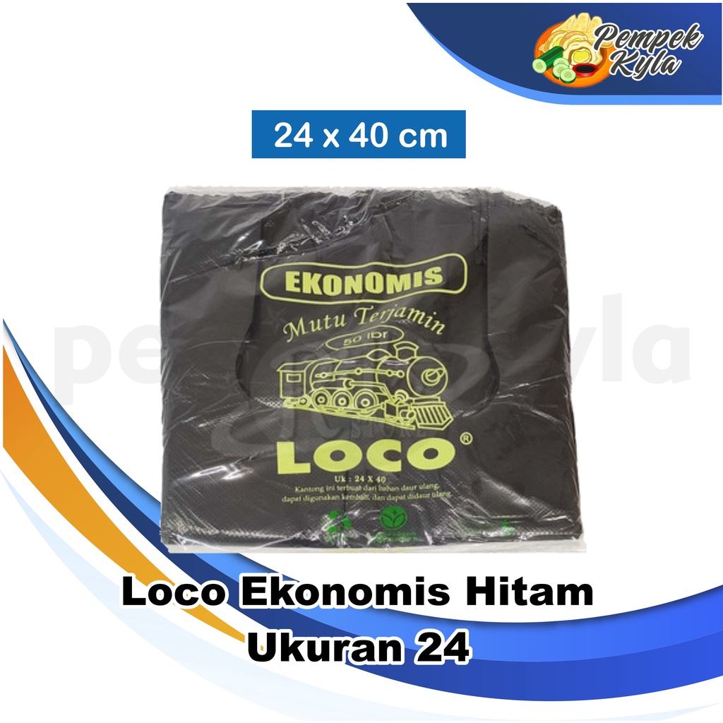 Kantong Plastik Kresek Loco Ekonomis 24 x 40 Hitam isi 50 lembar