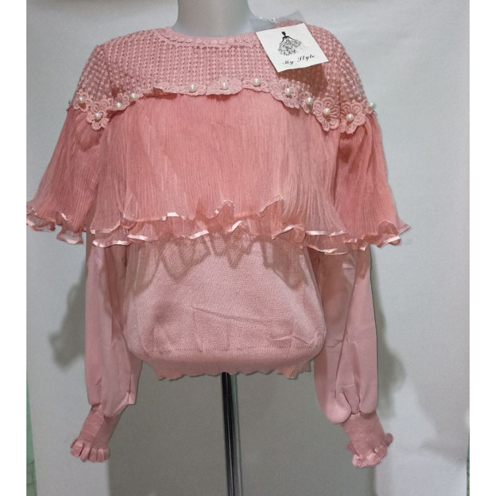 Atasan rajut brukat import VNS 8012