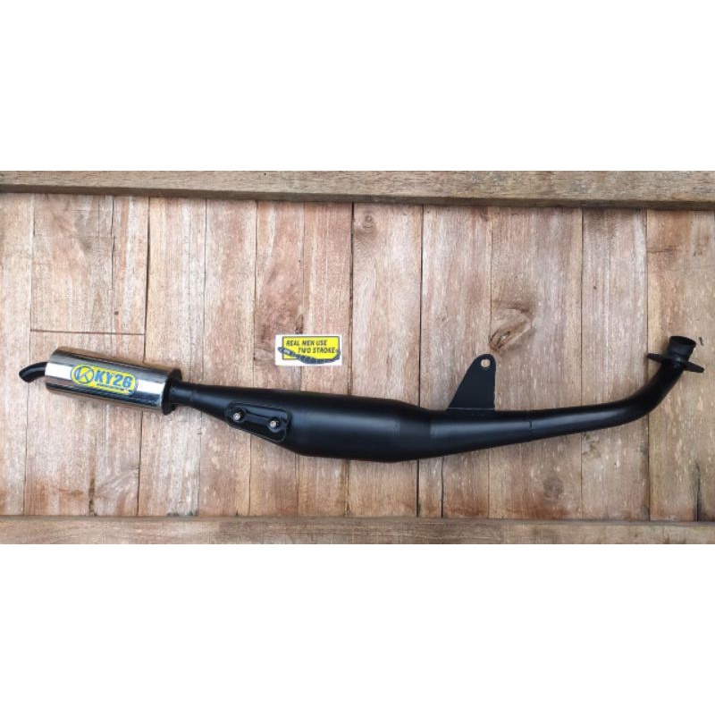 knalpot standar racing yamaha Alfa Champ perut hitam by KY26 Racing ( Include Tameng )