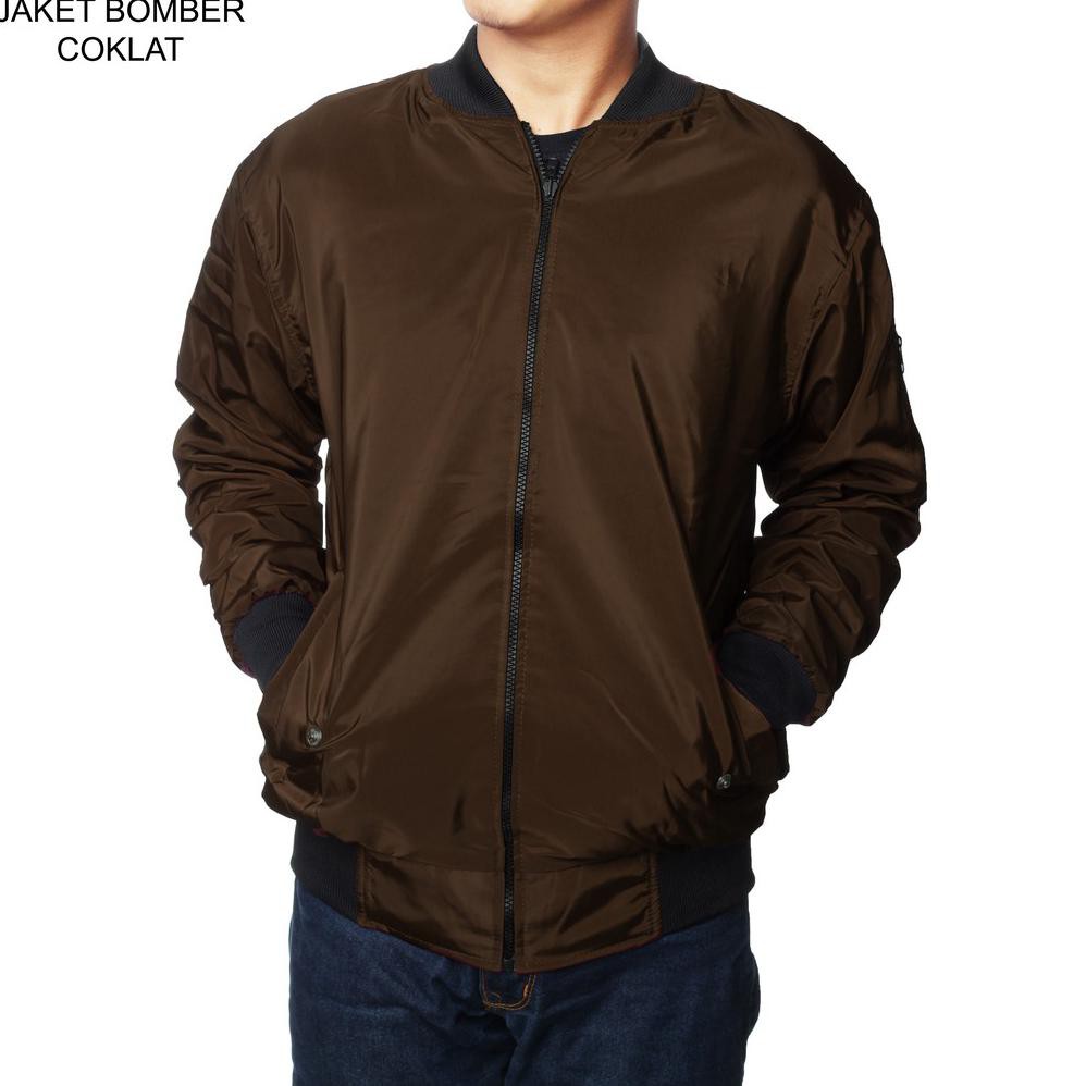 JAKET BOMBER POLOS M,L,XL,XXL PRIA WANITA COKLAT POLOS BAPAK ANAK JEANS LEVIS