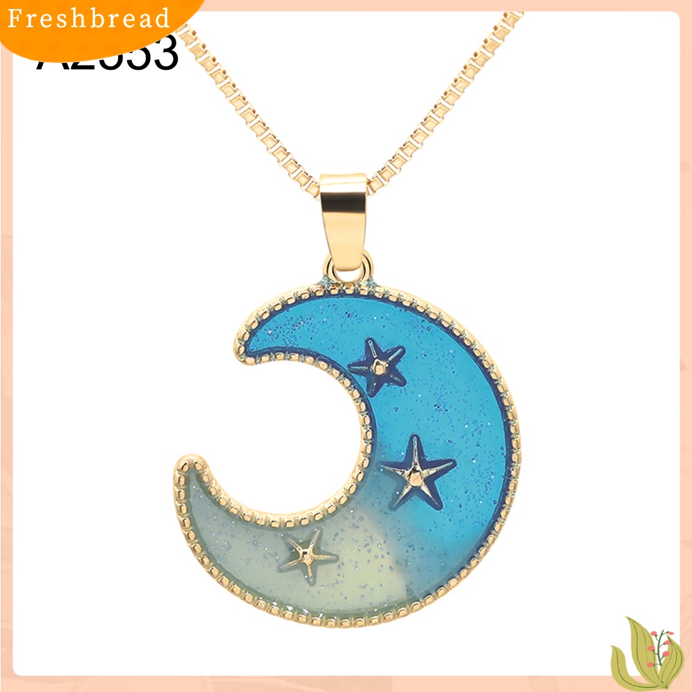 【Fresh】❀Women Romantic Starry Sky Enamel Star Moon Pendant Chain Necklace Jewelry Gift