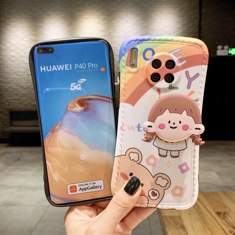 Casing Soft Case Huawei Motif Wanita Berwajah Lucu Dengan Ring Holder