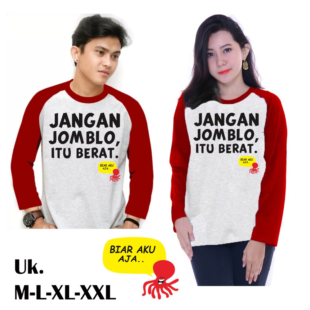 Kaos Raglan | Jangan Jomblo | Kaos lengan panjang | Ukuran M-L-XL-XXL