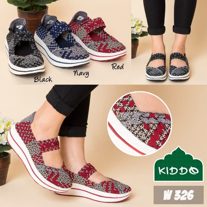 KIDDO WEDGES W326 / SEPATU WANITA / SEPATU RAJUT ANYAM KIDDO