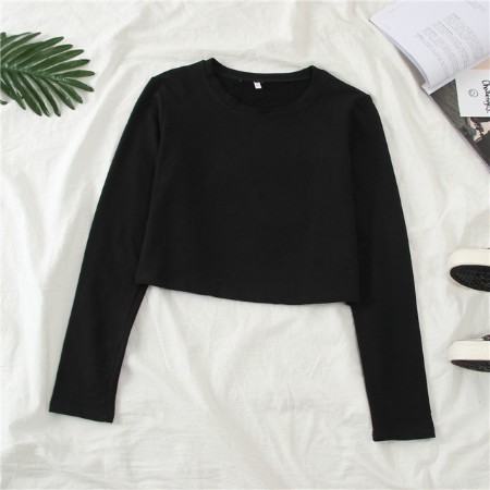 SWEATER CROP BASIC POLOS / SWEATER CROP BASIC PJ POLOS BAHAN SPANDEX FIT L-3