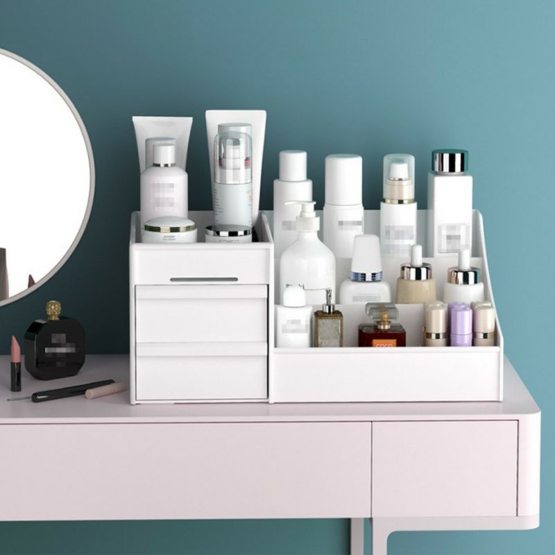 Kotak Penyimpanan Laci Rak kosmetik putih tempat makeup storage tempat penyimpanan