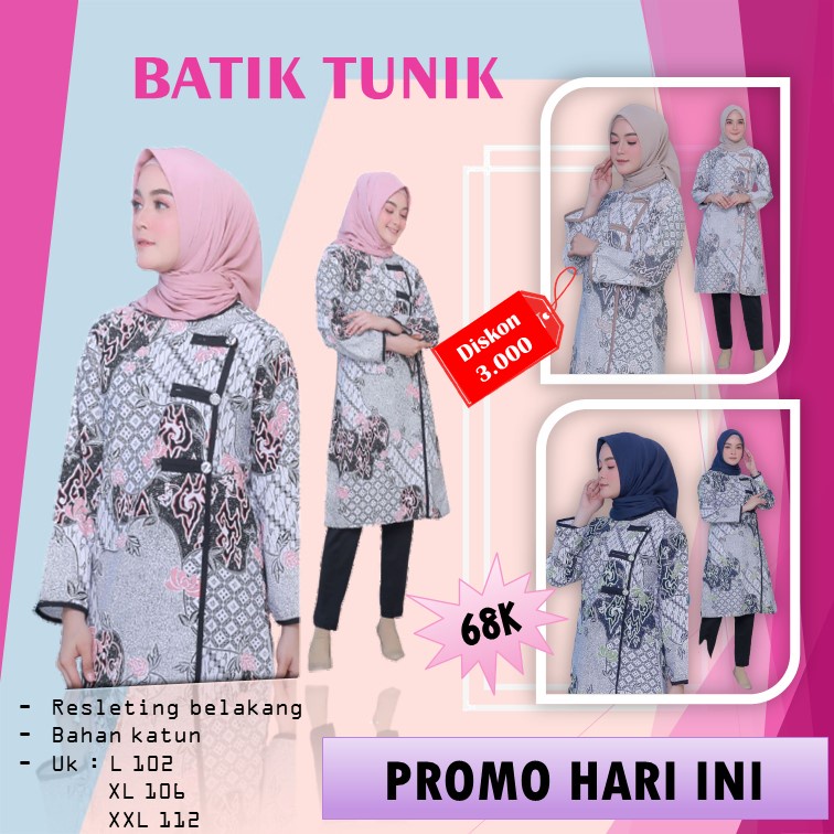 NEW TUNIK BATIK MODERN KERJA KANTOR - TUNIK WANITA MODERN - TUNIK BATIK WANITA TERLARIS
