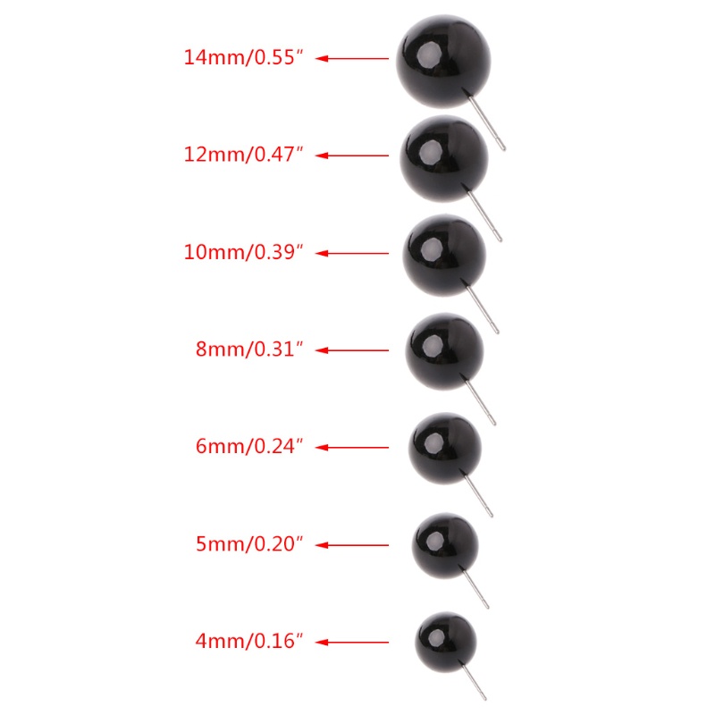 Mary 100Pcs Mata Kaca 4sampai14mm Jarum Felting Kit Wayang Kacang Hitam Untuk Kerajinan Boneka