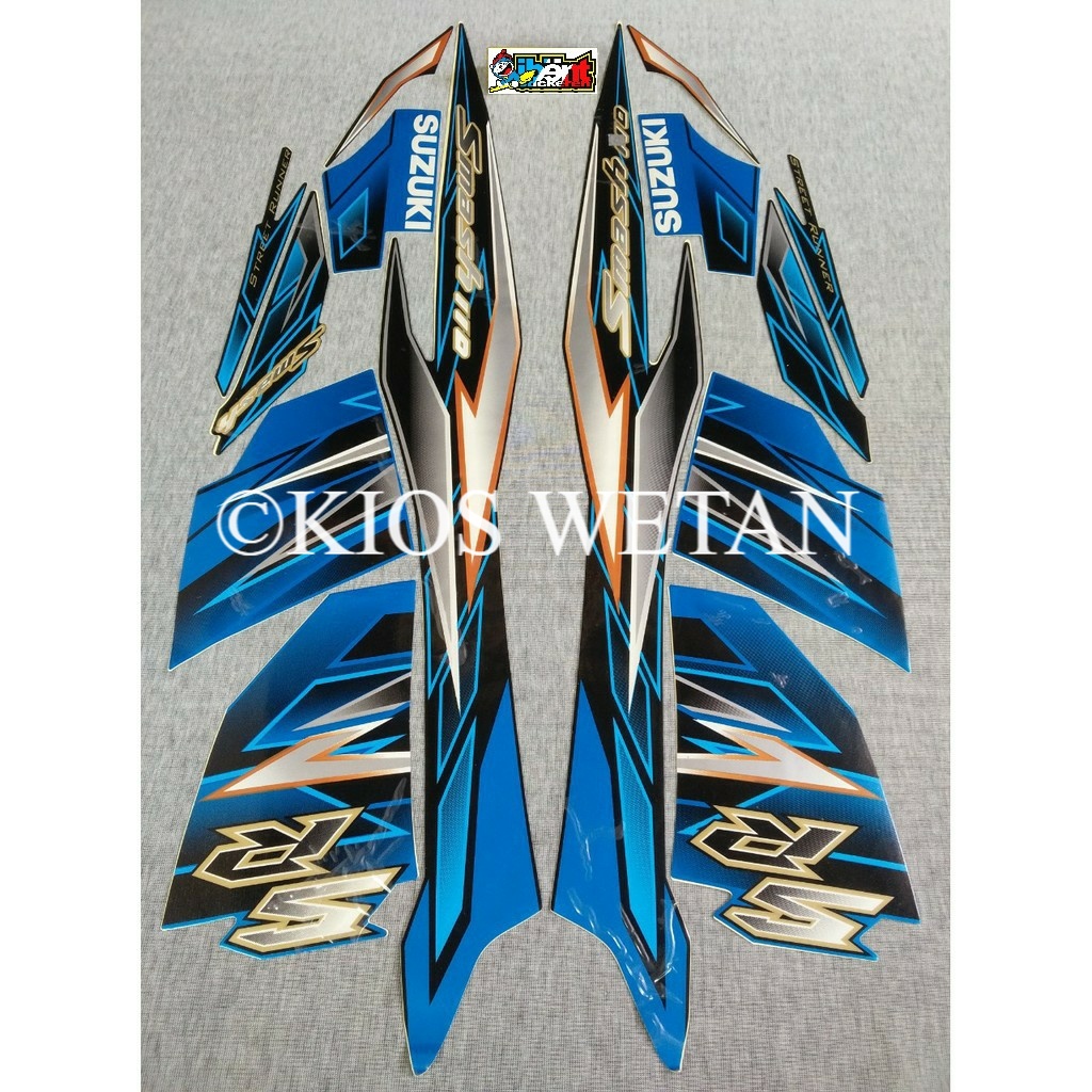 STRIPING SMASH 110SR BIRU TAHUN 2010 STIKER LIS STANDAR BODY SUZUKI 110 SR