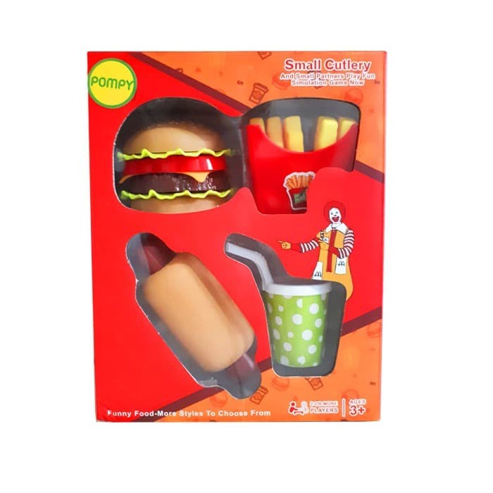 Mainan Anak Burger Hotdog Food Playset Mcd Murah Baru