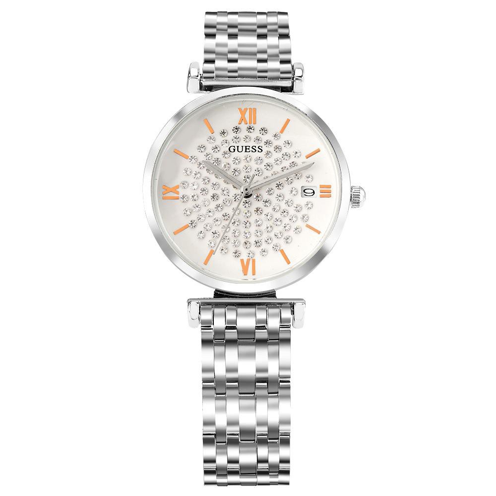 Jam Tangan Analog Wanita Guess Diamond Mode Bisnis Display Kuarsa Jam Wanita Tali Rantai Tahan Air