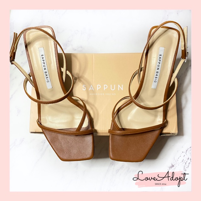 Sappun aint flip flop high heels sandals brown Preloved Second murah original with box