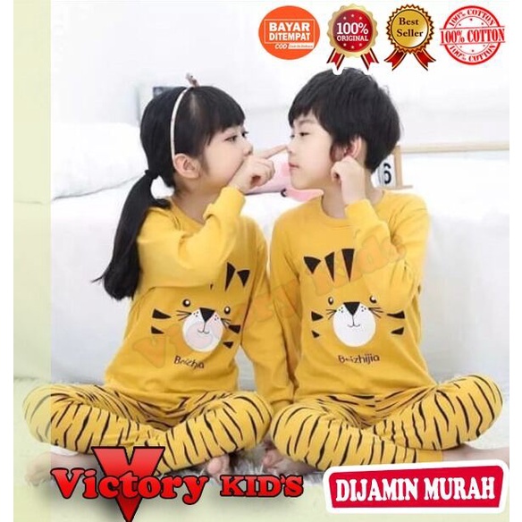 Victory kid's setelan/piyama tangan panjang anak laki-laki-perempuan 1-10 thn