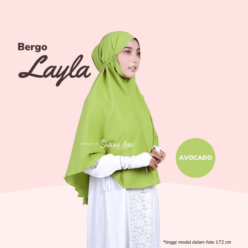 BERGO LAYLA L JILBAB HIJAB KERUDUNG INSTANT Diamond Crepe
