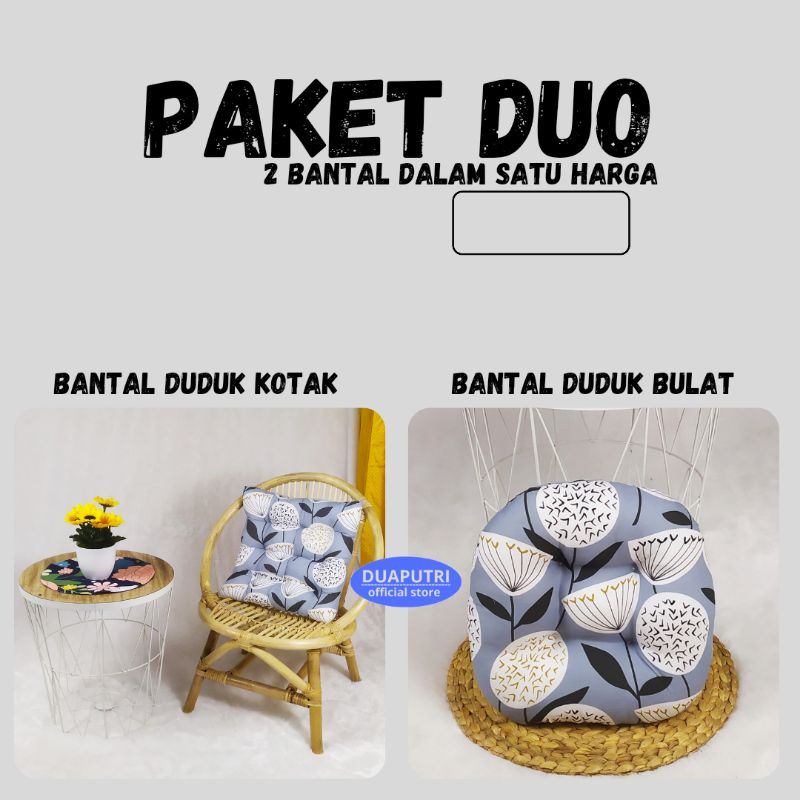 paket duo - bantal duduk kotak + bantal duduk bulat - bamt duduk lesehan