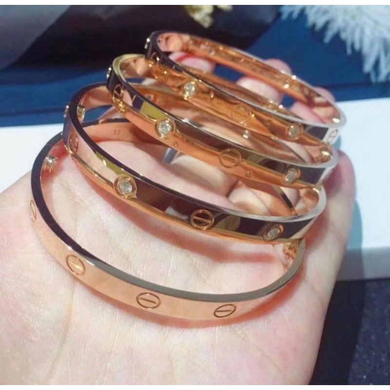 GELANG TITANIUM CARTIER EMAS WANITA MODEL OVAL ANTI KARAT DAN TIDAK MUDAH LUNTUR STAINLEES STEEL TERLARIS