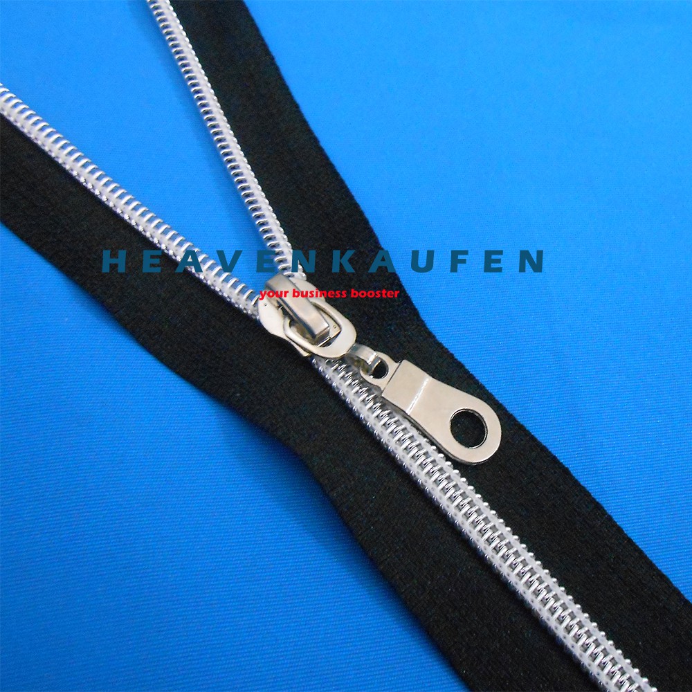 Resleting Zipper Busana Coil 30 cm Hitam - Silver Close End Kode CS