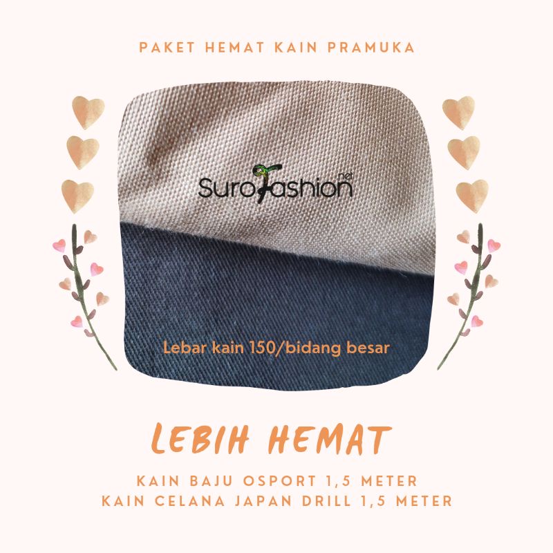 paket hemat kain baju pramuka dan kain celana pramuka lebar 150
