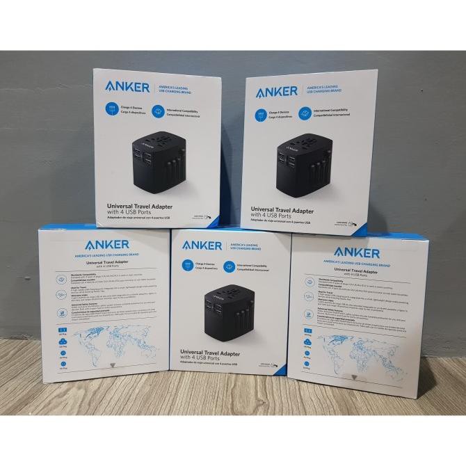 Wall Charger ANKER Universal Travel Adaptor with 4 USB Ports - A2730
