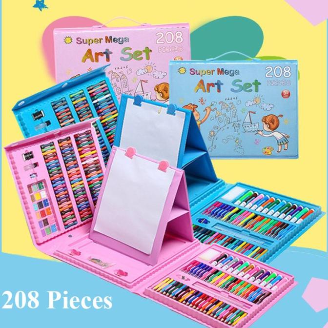

(BISA COD) Art Set Alat Menggambar Melukis Anak-anak Crayon Krayon 208 Cat Air NEW Kode 275