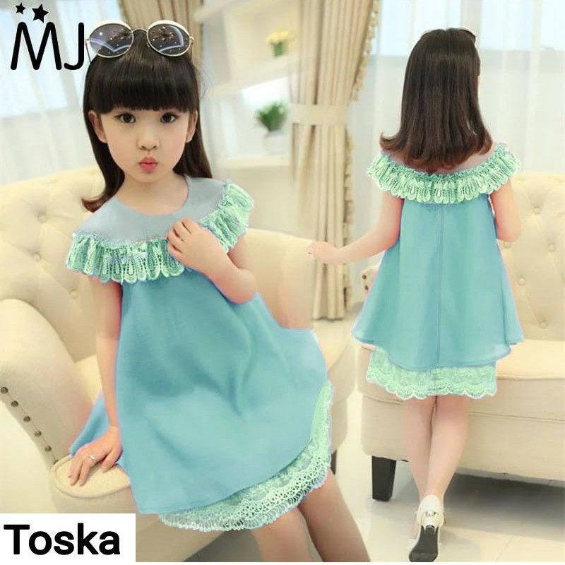 Dress anak Shanella setelan baju anak perempuan Dress anak kemeja rok brukat