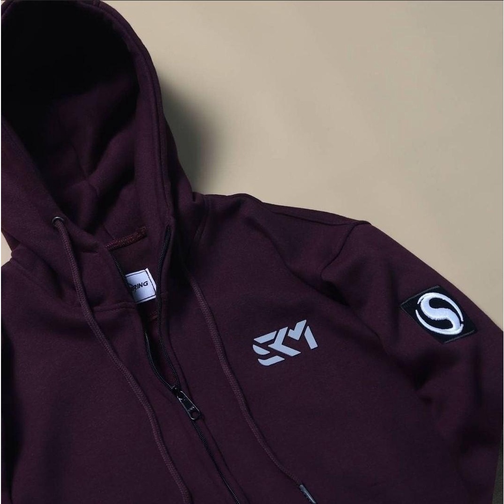 Hoodie Sweater pria dan wanita Maroon ORIGINAL BRAND SKM  Logo SHIKAT MIRING ORIGINAL DISTRO COD