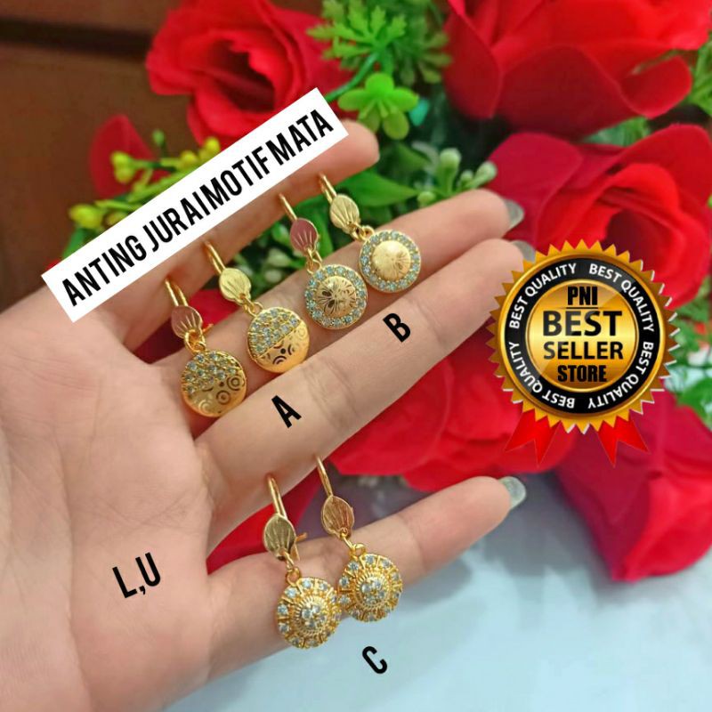 Fourfashion Anting Jurai Motif Mata Gold Bulat Kekinian PD035