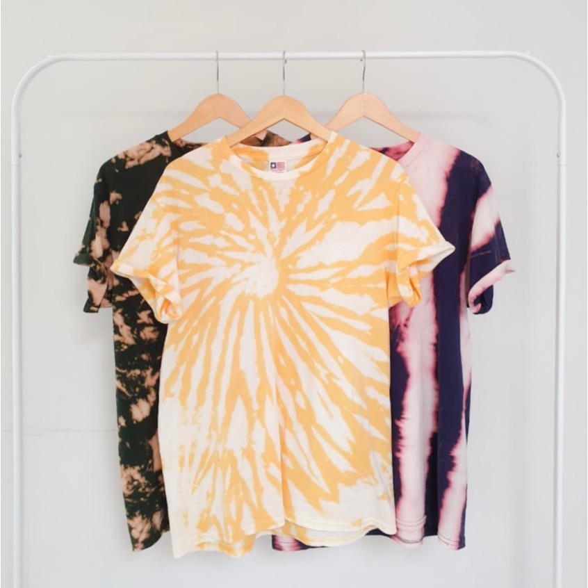 [PROMO] Kaos Tie Dye Yellow Gold Motif Spiral Oversized Unisex Cotton Combed 24s Soft Style Premium