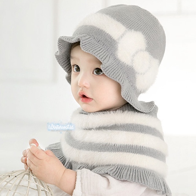 READY INDONESIA Topi musim dingin bayi anak perempuan laki winter scarf syal kids baby