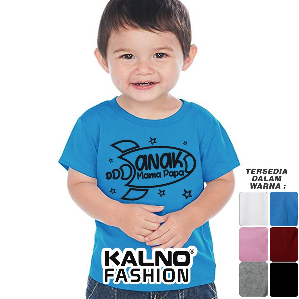 Baju Sablon Anak Papa Mama ROKET 718 - Umur 1-7 Tahun Ukuran S M L XL Bahan Katun Polyester