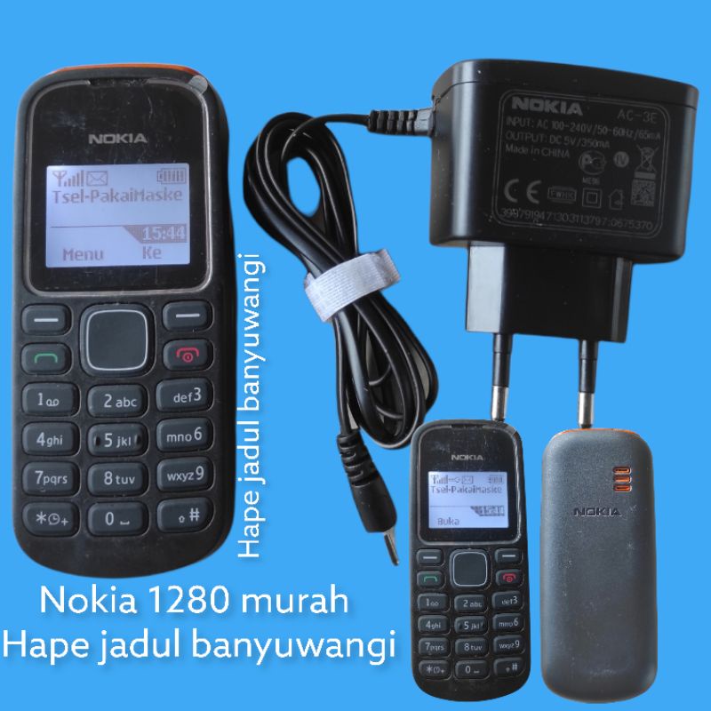 Nokia 1280 hp+btrai+cas bonus buble wrap packing. second original