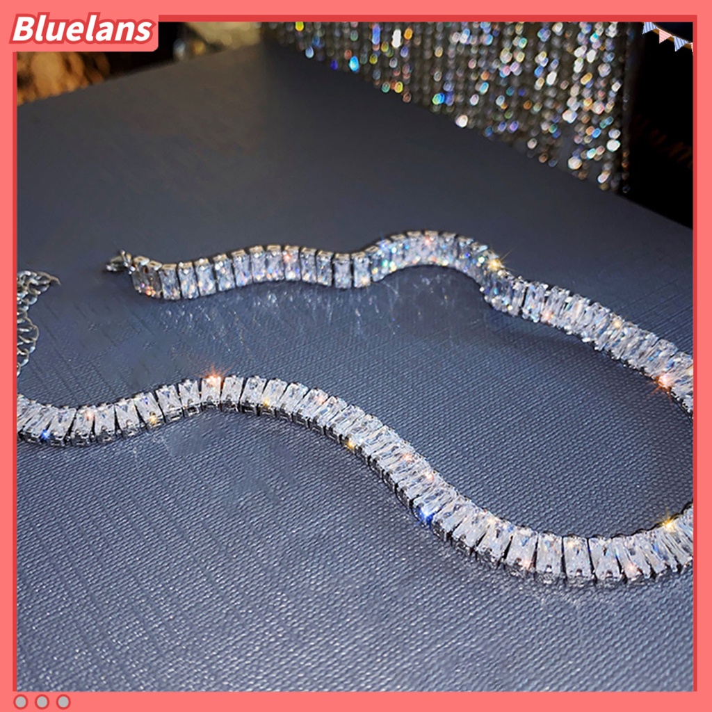 Bluelans Kalung Choker Adjustable Hias Cubic Zirconia Untuk Pernikahan