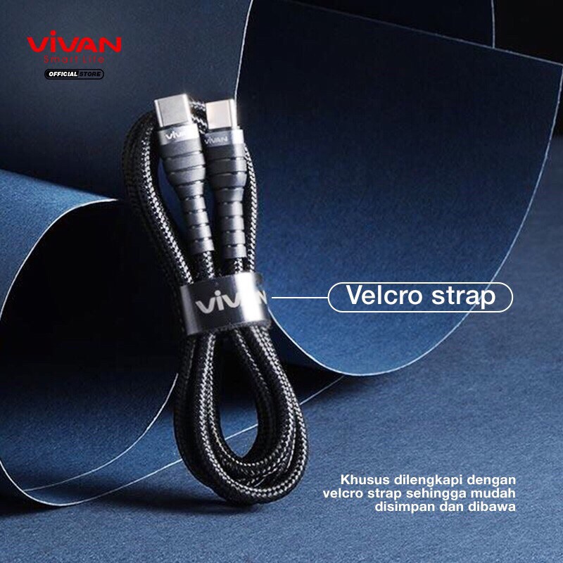 VIVAN KPD120 Kabel Type C to Type C Original Fast Charging Power Delivery 60W 3A Support Macbook