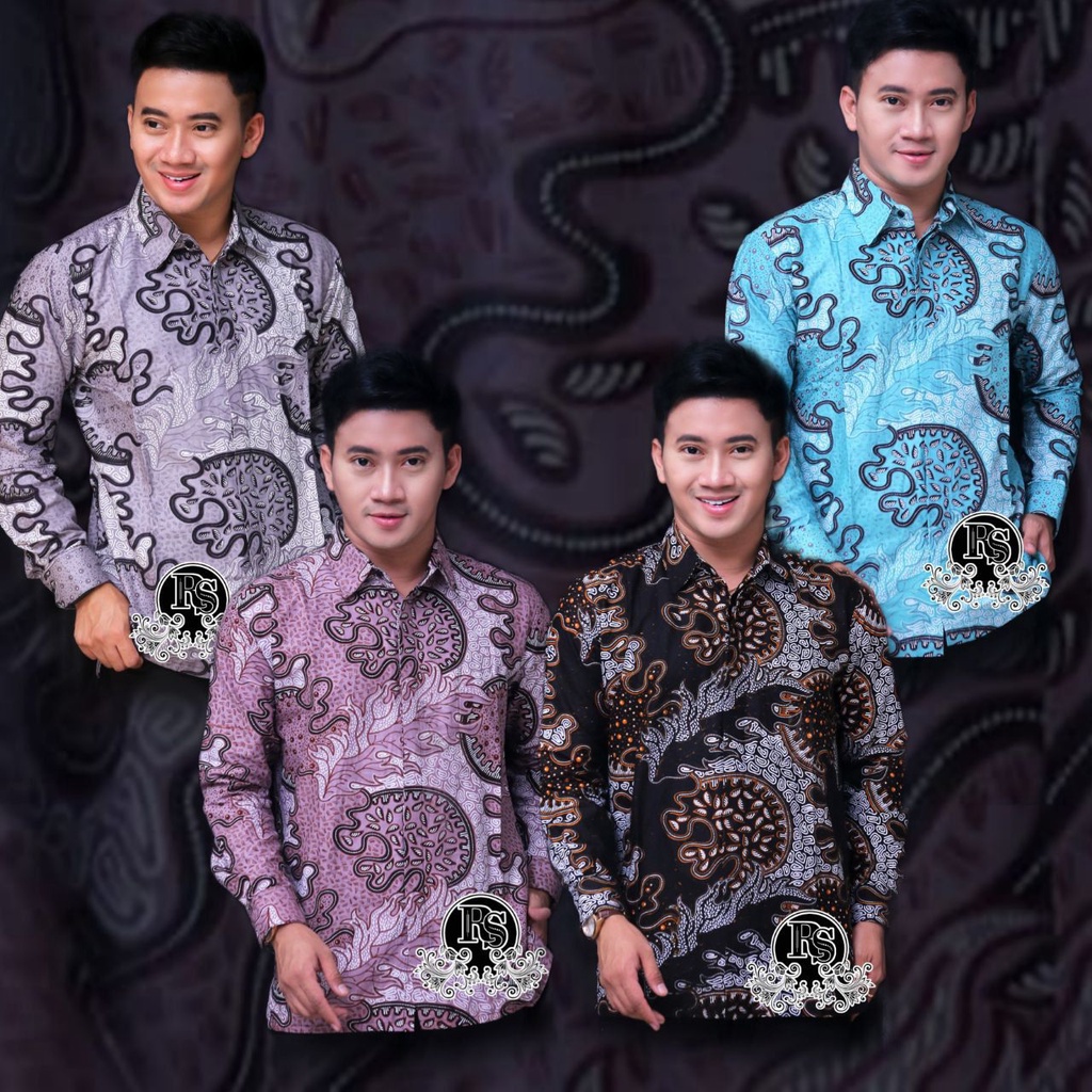 Batik Pria Lengan Panjang BATIK NAKULA HRB026 motif JELYFISH Kode 002 size M L XL XXL Reguler