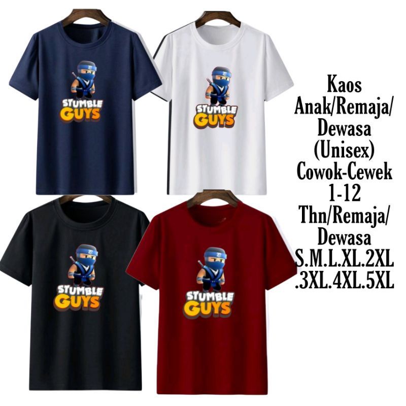 Baju Kaos Stumble Guys ninja Anak COWOK/Cewek-Remaja