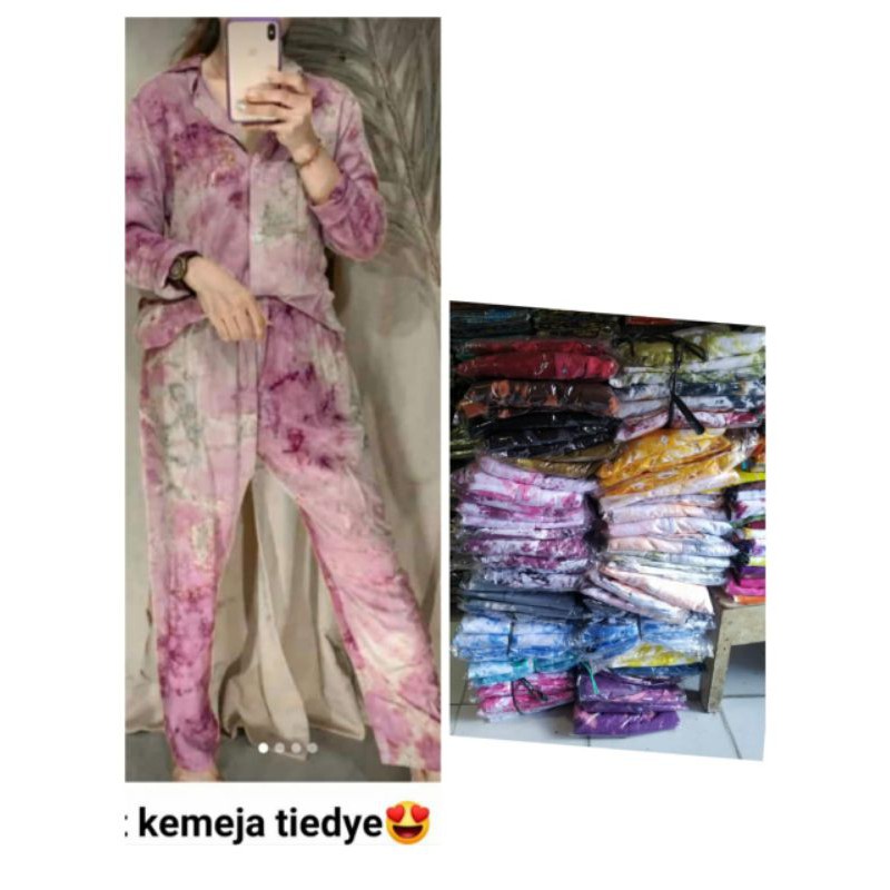 setelan kemeja tie dye