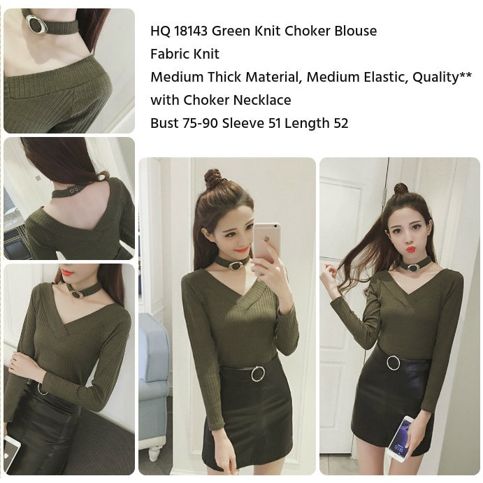 atasan blouse rjut  choker import h-f8143