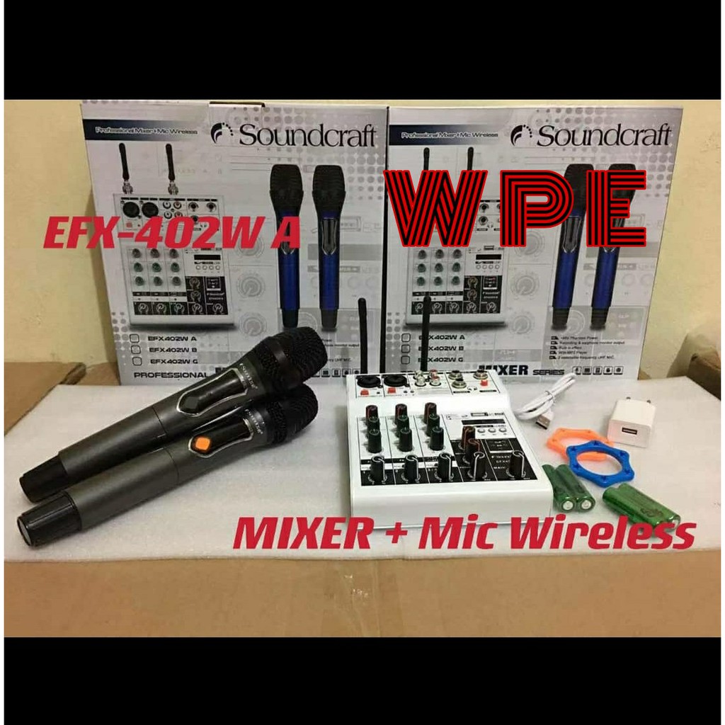 mixer audio soundcraft efx 402w plus 2 mic wireless efx402w