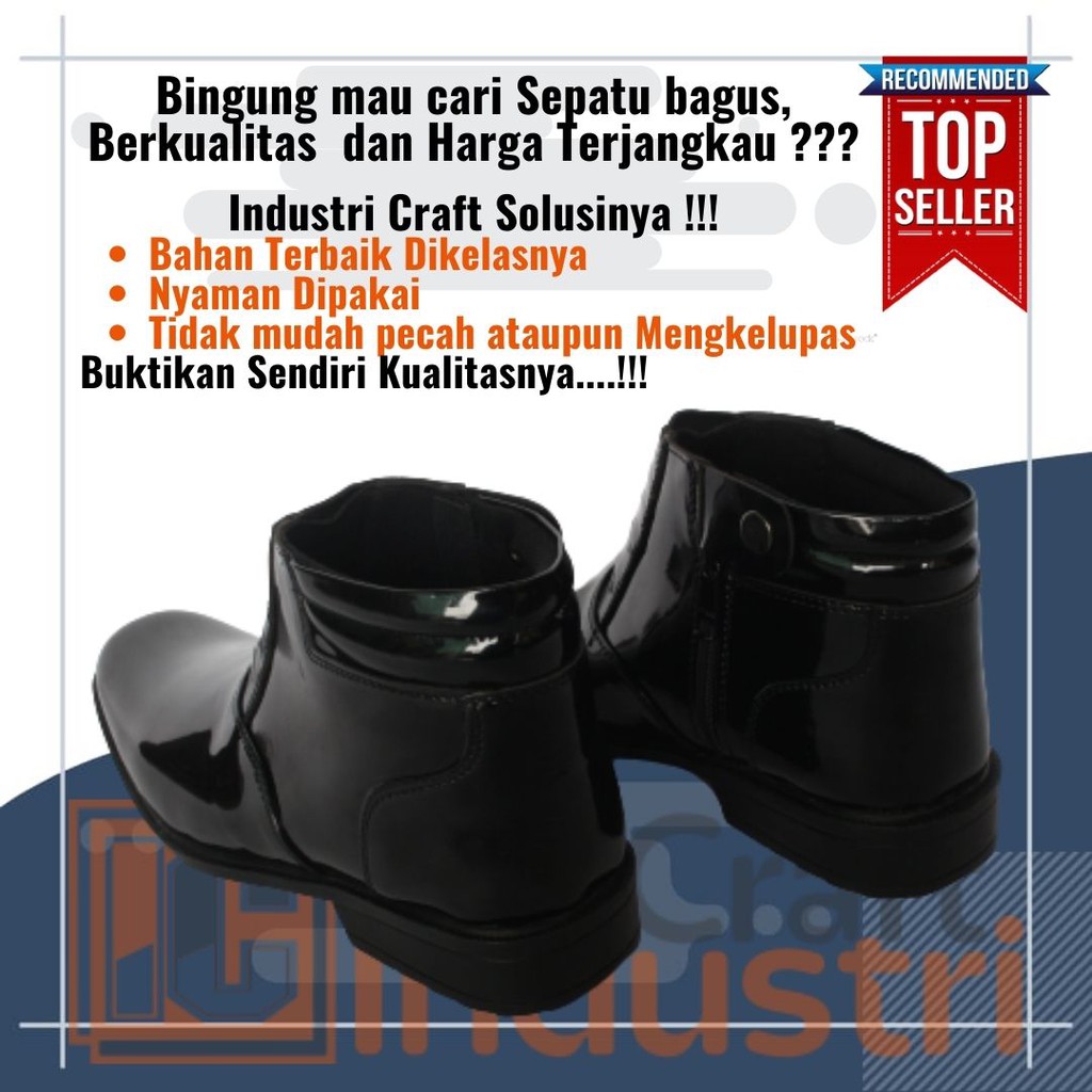 [FREE KAOS KAKI] Sepatu Dinas PDH 03 Polri Security Satpam Hitam Mengkilap Sepatu Sekolah Pria Guru PNS Kantoran Glossy Tanpa Tali - DP03