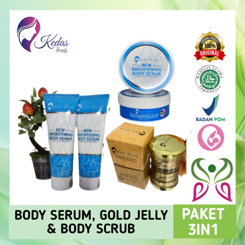 Kedas Beauty Body Serum Gold Jelly Body Scrub Original | Handbody | Lotion | Lulur | Body Cream | Cr