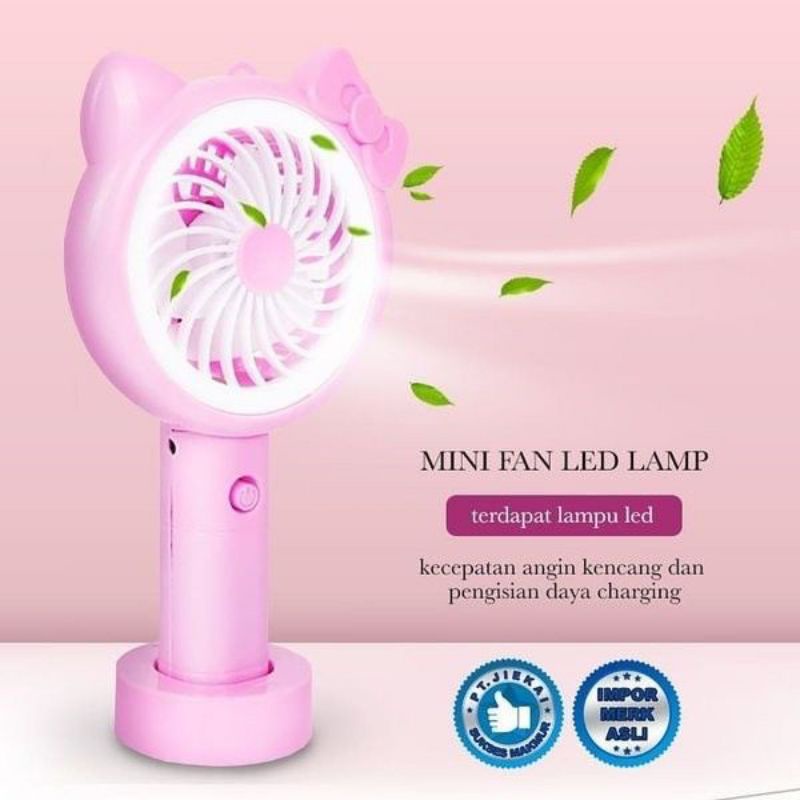 KIPAS ANGIN MINI KARAKTER PORTABLE+LAMPU LED